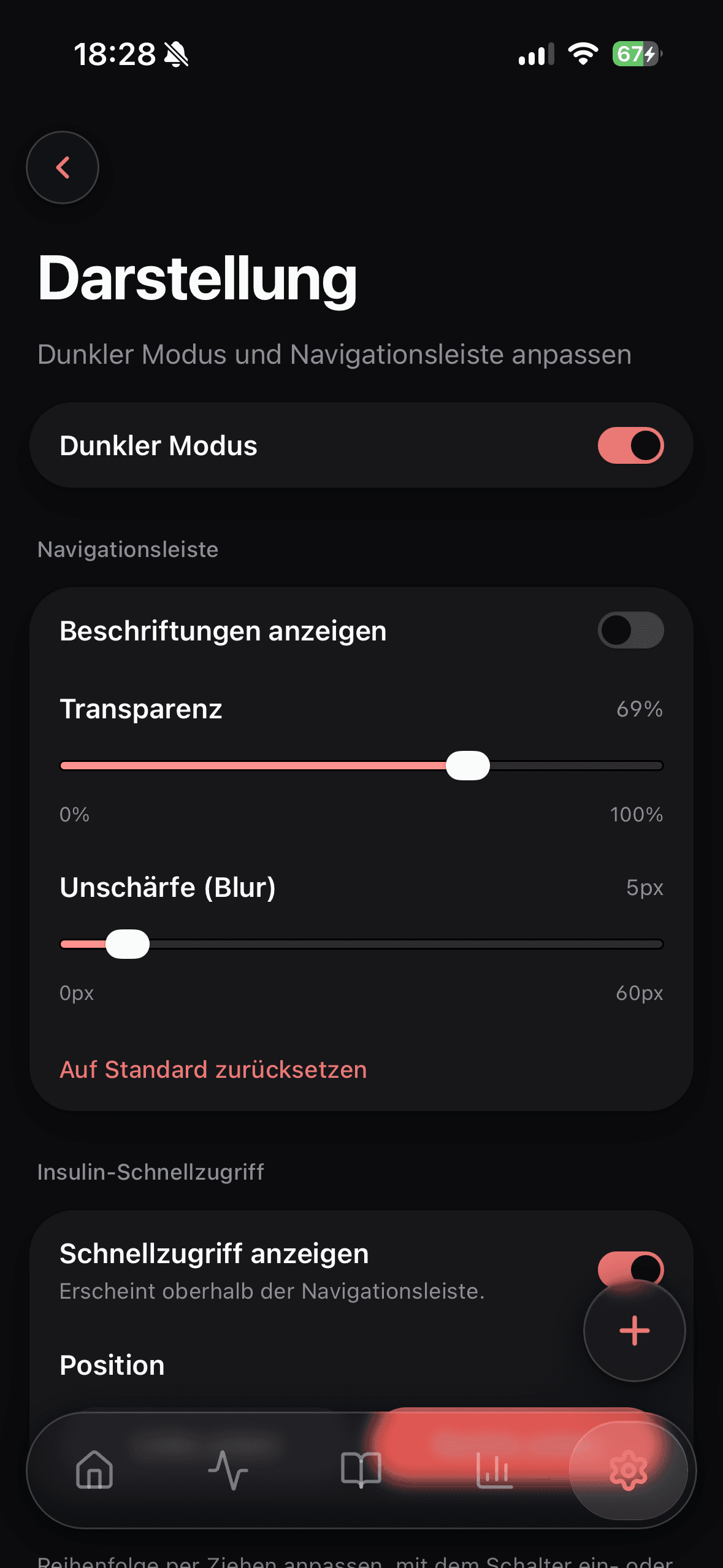 Darstellung & Dark Mode in Glukinity
