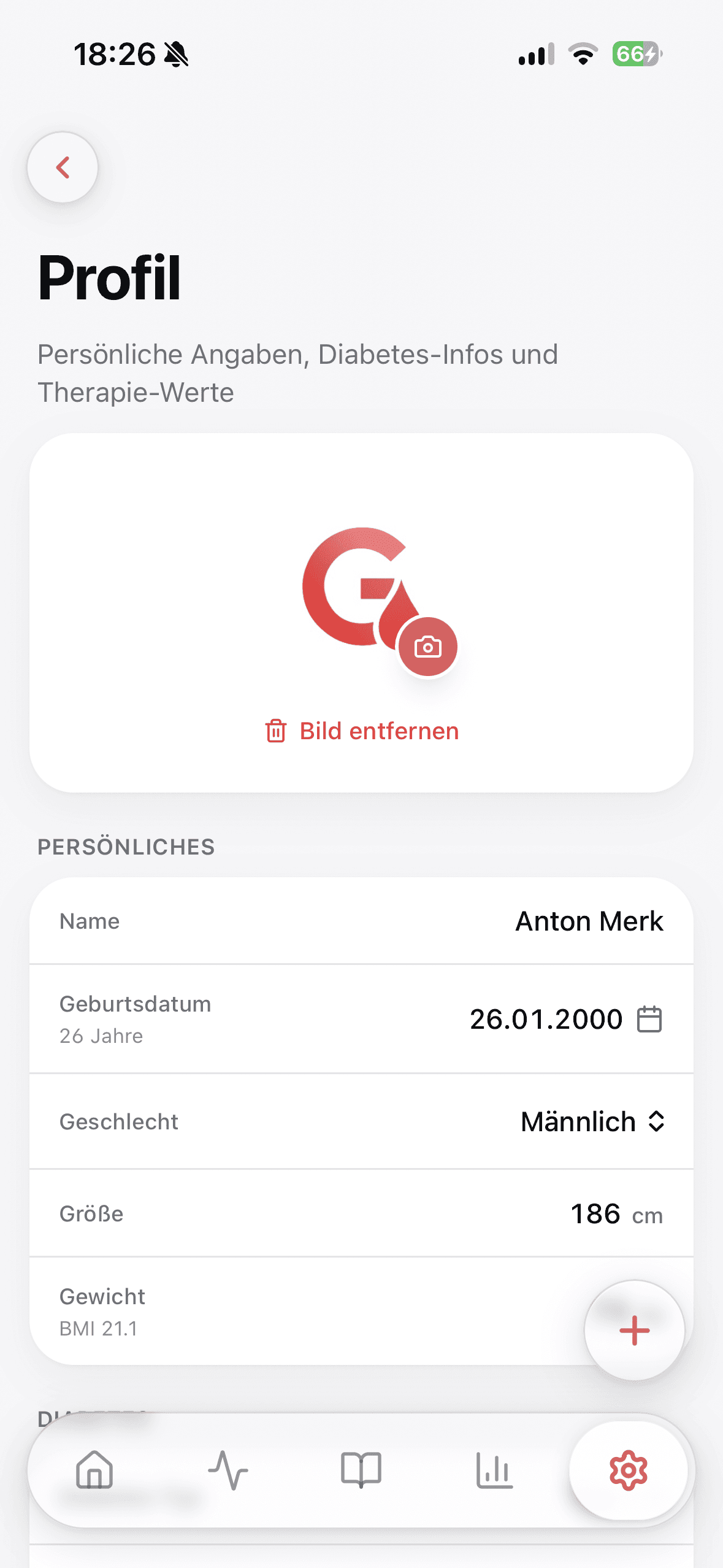 Profil & persönliche Angaben in Glukinity