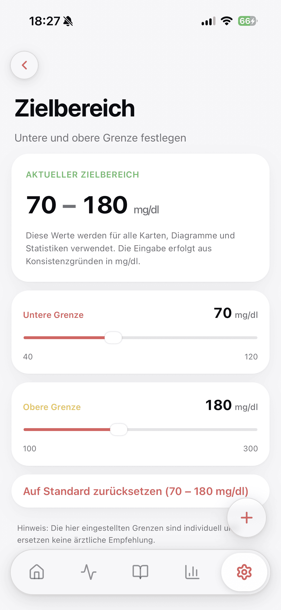 Zielbereich in Glukinity